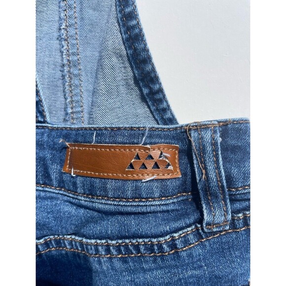 Dollhouse 90s Bib Overalls Juniors M Skinny Stretch Medium Wash Zip Side - Picture 11 of 11